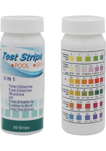 50 Adet 50 Adet 6-In-1 Çok Amaçlı Klor Ph Test Şeritleri Spa Yüzme Havuzu Su Test Cihazı Kağıt Testi Klor Brom Alkalinite Sertlik (Yurt Dışından) fiyatları