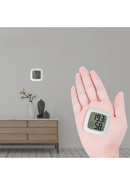 Smile Celsius Mini Higrometre ve Termometre LCD Dijital Ekran Kapalı Oda Higrometre Ölçer Sensörü Çift Taraflı Tutkallı Nem Ölçer (Yurt Dışından)
