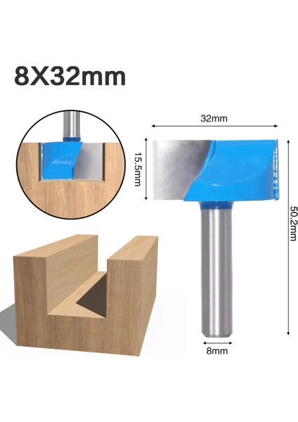 8X10MM Mavi 8mm Shank Ahşap Yönlendirici Bit Temizleme Alt Freze 2 Flüt End Mill Ağaç Işleme Araçları 15MM 20MM 22MM 25MM 30MM 32MM (Yurt Dışından)