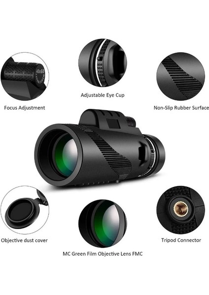 02 Yeşil Standart 50X60 Monoküler Teleskop Kompakt Geri Çekilebilir Zoom Su Geçirmez Profesyonel Hd Tripod Telefon Klipsi ile Seyahat Kampı Dışında (Yurt Dışından) fiyatları