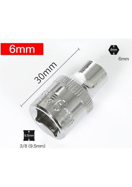 11MM 1 Adet Uzunluk 30MM Altıgen Soket Kol Anahtarı Metrik 3/8 "(9.5mm) Arayüz Soketleri Bit El Aletleri 6MM-24MM (Yurt Dışından) modelleri