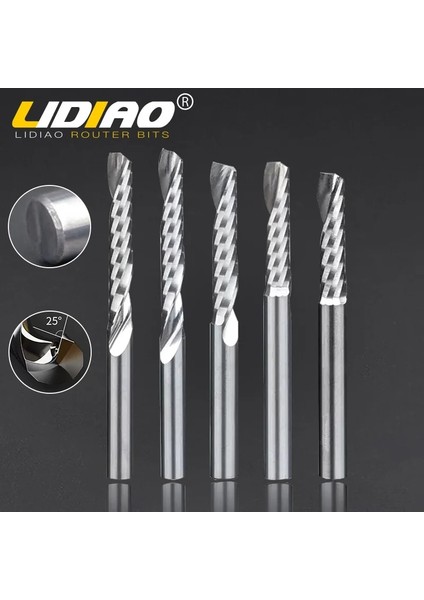 2302 Lıdıao 3D Cnc Router Bit Gravür Kesim 3.175/4/6 Shank Bir Tek Flüt Spiral Karbür Freze Cutte Akrilik Pvc Ahşap Mdf (Yurt Dışından)
