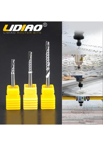 2302 Lıdıao 3D Cnc Router Bit Gravür Kesim 3.175/4/6 Shank Bir Tek Flüt Spiral Karbür Freze Cutte Akrilik Pvc Ahşap Mdf (Yurt Dışından)