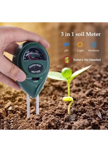 Yeşil 3 In 1 Toprak Ph Ölçer Nem Işık Ph Test Cihazı Asitlik Nem Güneş Işığı Bahçe Çiçekleri Nem Dedektörü Toprak Nem Sensörü Ölçer (Yurt Dışından)
