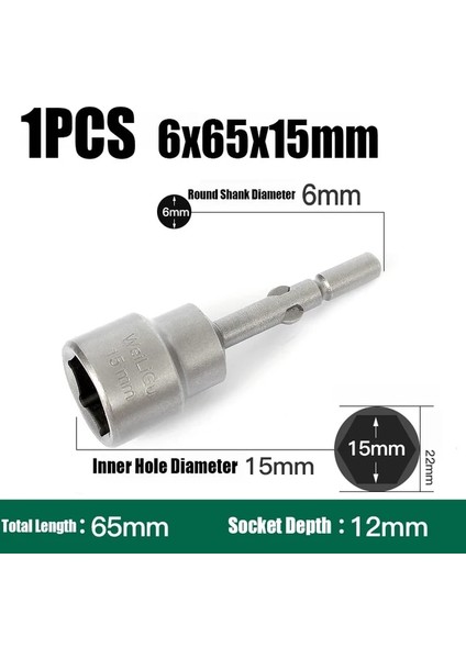6X65X15MM 1 Adet 4MM-19MM Darbe Altıgen Soket 6mm Yuvarlak Şaft Vida Somun Sürücü Allen Anahtar 802 Elektrikli Tornavida Matkap Ucu Adaptör Soketi Kiti (Yurt Dışından)