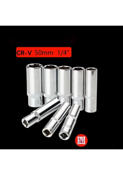 4mm-1 Adet 1/4 "6.35MM Sürücü Hex Lokma Seti Cr-V Alaşımlı Paslanmaz Altıgen Cırcır Anahtarı Soket Kafa 50MM Uzun Anahtar Prizler Ortak El Aleti (Yurt Dışından)