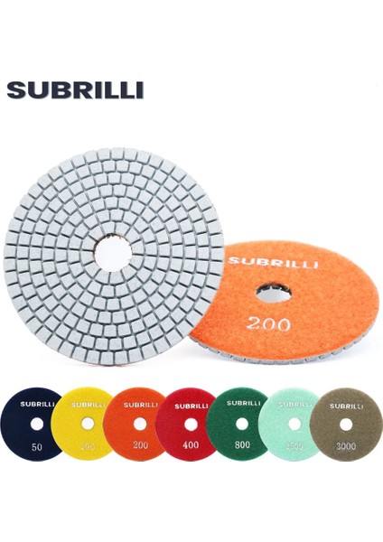 GRIT100 1 Adet 1 Adet Subrıllı 4 "kuru Islak Kullanılan Elmas Parlatma Pedi Beton Taşlama Zımpara Diski Esnek Beyaz Tekerlek Grit 50-3000 # 1 Adet (Yurt Dışından)