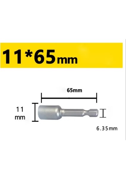 11MM Güçlü Manyetizma Hex Bit Socke 1/4 "hex Shank Darbe Soket Somun Tornavida Elektrikli Matkaplar Için Darbeli Sürücüler Soket Seti Araçları (Yurt Dışından)
