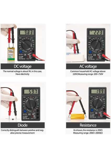 Dijital Multimetre LCD Dijital Multimetre DT830B Ac/dc Mini Voltmetre Ampermetre Ohm Test Cihazı 750/1000V Multimetre Dijital El Multimetre Metre (Yurt Dışından)