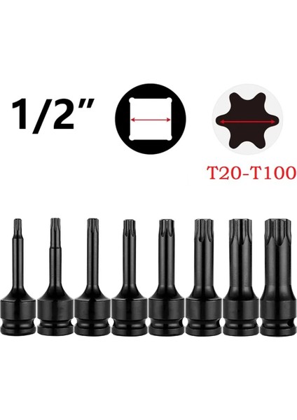 T45 T20-T100 1/2 Inç Evrensel Darbe Anahtarı Soket Adaptörü 78MM Torx Tornavida Ucu Darbe Anahtarı Akülü Elektrikli Alet Aksesuarları (Yurt Dışından)