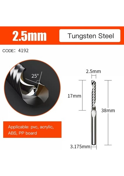 4192 Lıdıao 3D Cnc Freze Ucu Gravür Kesim 3.175/4/6 Shank Bir Tek Flüt Spiral Karbür Freze Kesim Akrilik Pvc Ahşap Mdf (Yurt Dışından)
