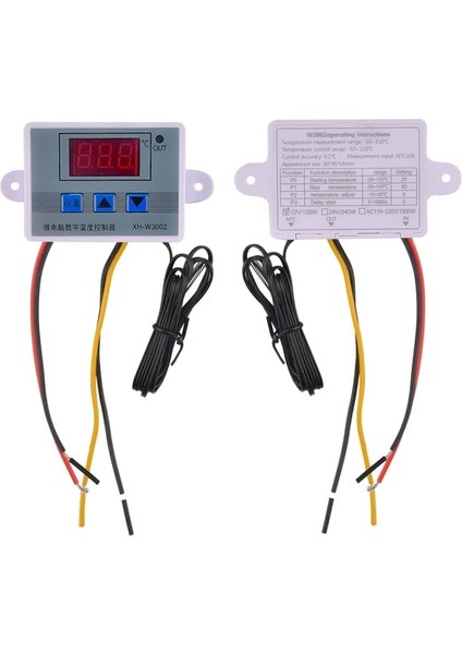 Dc 12V XH-W3002 12V 24V 110V 220V Profesyonel W3002 Dijital LED Sıcaklık Kontrol Cihazı 10A Termostat Regülatörü Prob ile (Yurt Dışından)