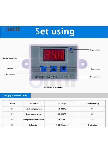Dc 12V XH-W3002 12V 24V 110V 220V Profesyonel W3002 Dijital LED Sıcaklık Kontrol Cihazı 10A Termostat Regülatörü Prob ile (Yurt Dışından)