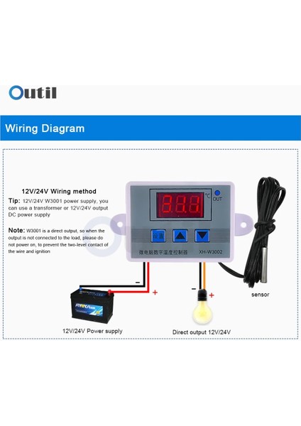 Dc 12V XH-W3002 12V 24V 110V 220V Profesyonel W3002 Dijital LED Sıcaklık Kontrol Cihazı 10A Termostat Regülatörü Prob ile (Yurt Dışından)