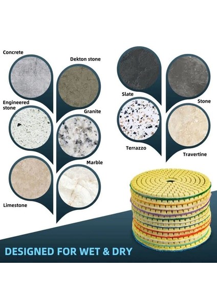 3000 Mesh, 1 Adet 3 Inç 1 Adet 3 "/4" Islak/kuru Elmas Parlatma Pedi Esnek Taşlama Diskleri Granit Mermer Taş Beton Zemin Parlatma ZJ10 (Yurt Dışından)