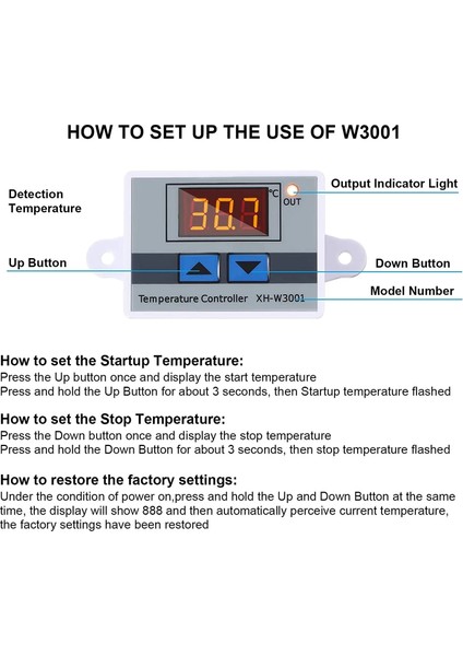 Ac 110-220V XH-W3001 Dijital Kontrol Sıcaklık Mikrobilgisayar Termostat Anahtarı Termometre Yeni Termoregülatör 12/24/220V (Yurt Dışından)