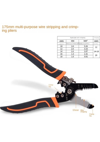 Aksesuarları 175MM Sıyırma Sıkma Pensesi Tel Striptizci Çok Fonksiyonlu Halka Crimpper Elektrikçi Soyma Ağ Kablosu Striptizci Araçları (Yurt Dışından) fırsatları