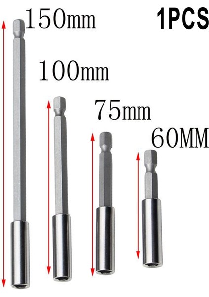 60MM 1 Adet Manyetik Tornavida Bit Tutucu 60/75/100/150MM Uzatma Çubuğu 1/4 ''hex Shank Torx Soket Kafa Güç Tornavida Aksesuarları (Yurt Dışından)