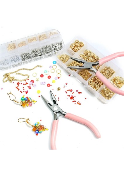 Iğne Kargaburun Bakır Pense Takı Pense Yapma Alet Seti Accessorise Makas Cımbız Açıcı Halka Tel Kesme Bükme Tığ Cımbız Seti (Yurt Dışından)