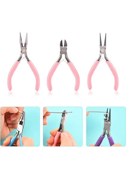 Iğne Kargaburun Bakır Pense Takı Pense Yapma Alet Seti Accessorise Makas Cımbız Açıcı Halka Tel Kesme Bükme Tığ Cımbız Seti (Yurt Dışından)