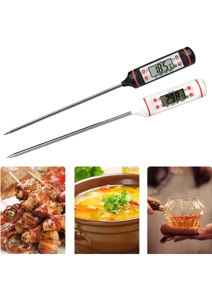 Beyaz Dijital Termometre Pişirme Gıda Mutfak Barbekü Probu Su Süt Yağı Sıvı Fırın Dijital Sıcaklık Sensörü Ölçer Termokupl Araçları (Yurt Dışından)
