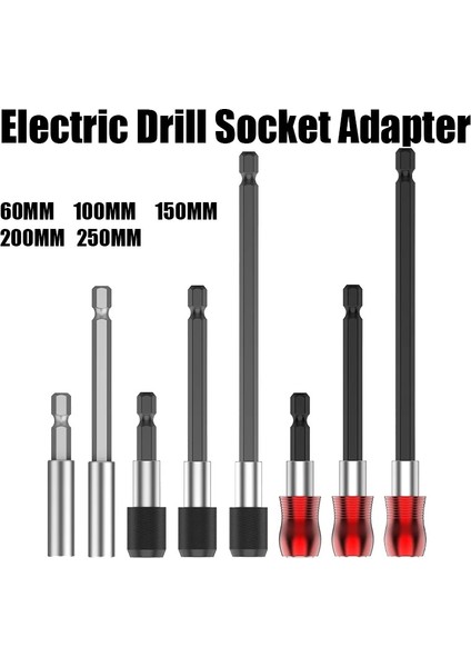 100 mm Siyah 60/100/150/200/250 mm Elektrikli Matkap Soket Adaptörü 1/4 Hex Shank Kendinden Kilitli Manyetik Bit Holde Toplu Kafa Uzatma Sonrası Araçları (Yurt Dışından)
