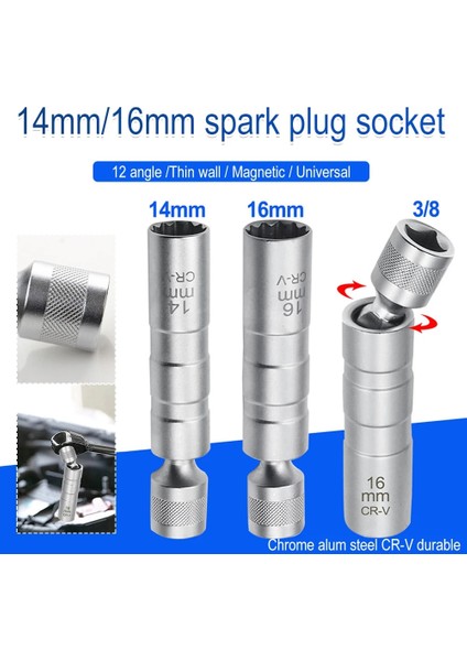 16MM 14/16MM Lokma Anahtar Araba Tamir Aracı 6/12 Açı Buji Manyetik Temizleme Aracı Ince Duvar 3/8 "evrensel El Sökme (Yurt Dışından) fiyatları