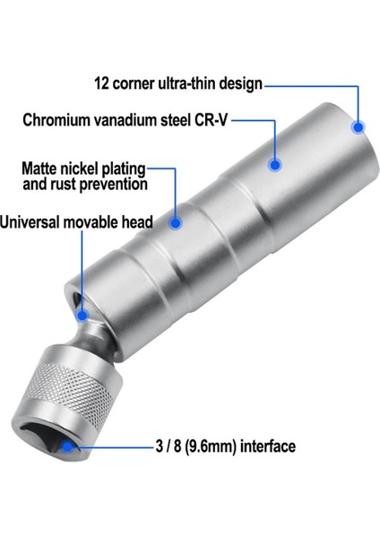 16MM 14/16MM Lokma Anahtar Araba Tamir Aracı 6/12 Açı Buji Manyetik Temizleme Aracı Ince Duvar 3/8 "evrensel El Sökme (Yurt Dışından) modelleri