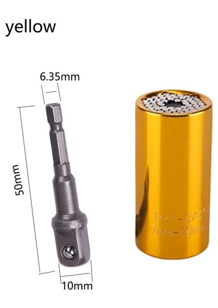 Sarı 7-19 mm Evrensel Tork Anahtarı Kafa Seti Soket Kol Cırcır Burç Anahtarı Elektrikli Matkap Anahtarı Çok El Aletleri (Yurt Dışından)