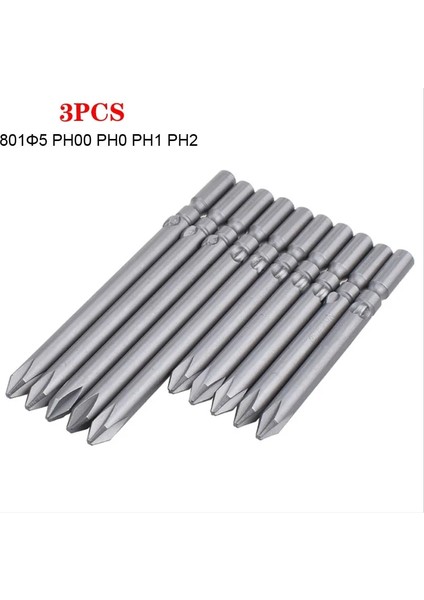 3PCS-60LX4XPH2 3 Adet 801Φ5 Elektrikli Tornavida Seti Bit 5mm Yuvarlak Şaft Kafa Phillips Sürücü Bit Manyetik Phillips Çapraz Tornavida Uçları Seti (Yurt Dışından)
