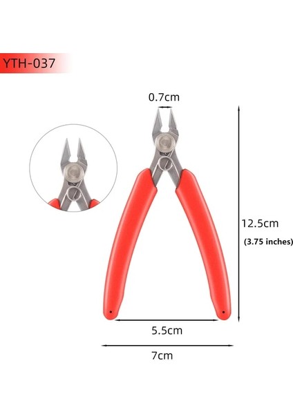 YTH-037 Kırmızı 3.5 Inç Mini Çapraz Pense Takı Yuvarlak Kargaburun Elektronik Makas Çok Fonksiyonlu Paslanmaz Çelik Makası El Aletleri (Yurt Dışından)