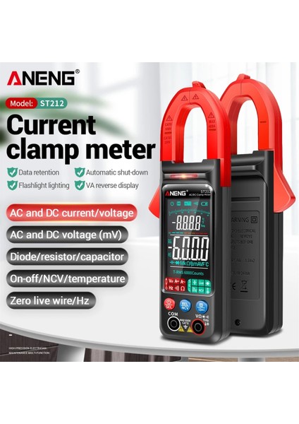 2 Adet Timsah Klip Aneng ST212 ST211 Dc/ac Akım Dijital Pens Metre 6000 Sayısı 400A Amp Multimetre Gerilim Test Cihazı Ncv Ohm Otomatik Aralığı LCD Ekran (Yurt Dışından) fiyatları