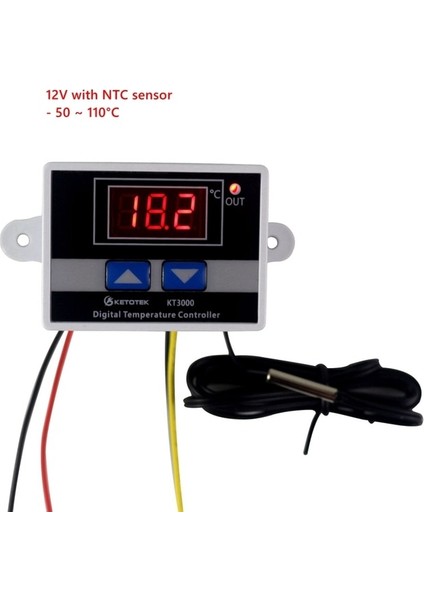 Dc 12 V Ntc 2 Tuşları Ketotek Dijital Sıcaklık Kontrol Cihazı Termostat LED Mikrobilgisayar Anahtarı Termal Regülatör Ntc/k Tipi Sensör (Yurt Dışından)
