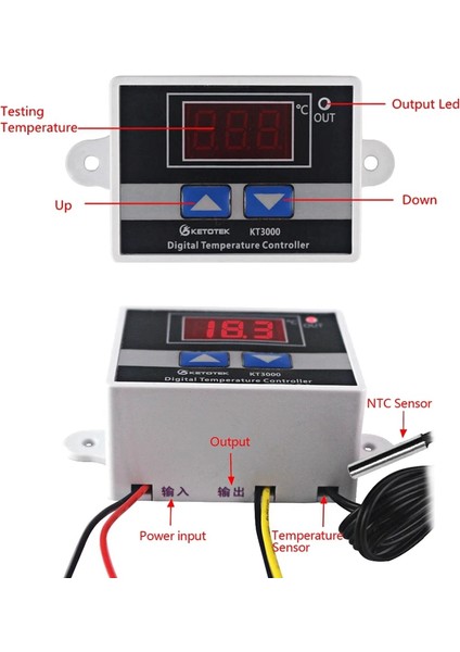 Dc 12 V Ntc 2 Tuşları Ketotek Dijital Sıcaklık Kontrol Cihazı Termostat LED Mikrobilgisayar Anahtarı Termal Regülatör Ntc/k Tipi Sensör (Yurt Dışından) indirimleri