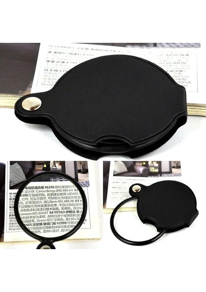Siyah Mini Cep Büyüteç Hafif Katlanabilir Büyüteç Okuma Haritaları Menüler Belgeler Cam 6X50MM 5X60MM Deri Kapak (Yurt Dışından) fiyatları