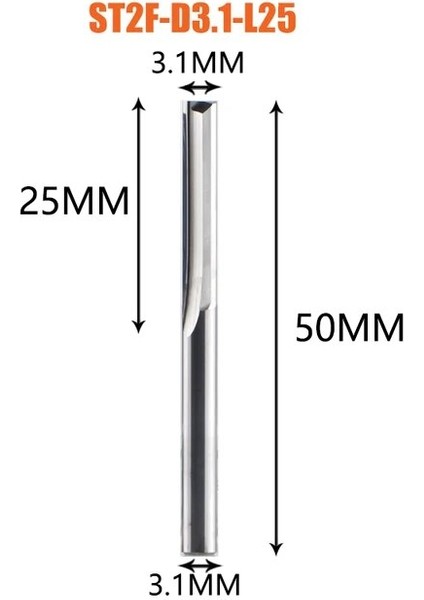 ST2F-D3.1-L25 Dreanique 3.175MM 4mm 6mm 8mm Shank 2 Flüt Tungsten Karbür End Mill Cnc Router Bit Gravür Bit Düz Yuvası Freze Kesicisi (Yurt Dışından)