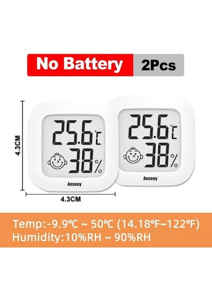 2 Adet Beyaz Mini Nem Ölçer Sensörü Ölçer LCD Dijital Termometre Higrometre Kapalı Oda Elektronik Sıcaklık Hava Istasyonu Ev Için (Yurt Dışından)