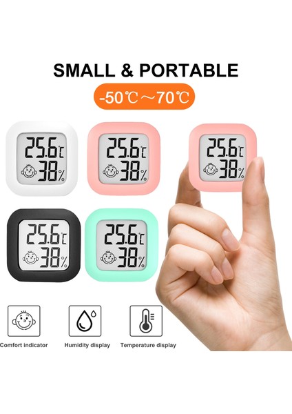 Pembe Gülen Mini LCD Dijital Termometre Higrometre Kapalı Oda Sıcaklık Nem Ölçer Sensör Ölçer Hava Istasyonu (Yurt Dışından) fırsatları
