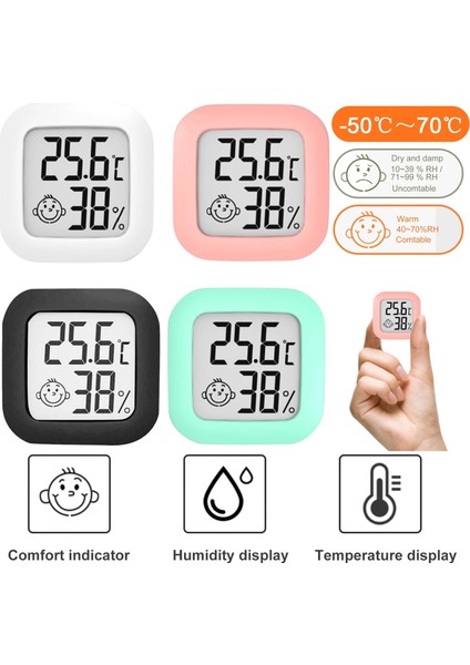 Pembe Gülen Mini LCD Dijital Termometre Higrometre Kapalı Oda Sıcaklık Nem Ölçer Sensör Ölçer Hava Istasyonu (Yurt Dışından) indirimleri