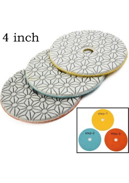 Grit 2 4 Inç Kuru/ıslak Elmas 3 Adım Parlatma Pedleri 100MM Granit Parlatma Aracı Granit Beton Taş ve Mermer Parlatma Için (Yurt Dışından) modelleri