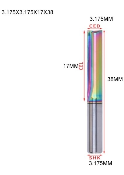 3.175X17 Renkli 1 Adet 3.175MM 4mm 6mm 8mm Iki Flüt Düz Yuvası Bit Ahşap Kesici Cnc Katı Karbür Iki Çift Flüt Uçları Cnc Freze Uçları (Yurt Dışından)