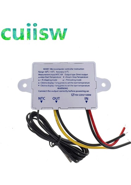 DC12V 12V/ 24V/ 110V /220V W3001 Dijital LED Sıcaklık Kontrol Cihazı 10A Termostat Kontrol Anahtarı Probu XH-W3001 (Yurt Dışından)
