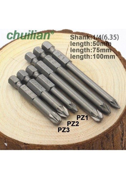 Pz2-1 Adet Uzun 75 mm Pz1 Pz2 Pz3 Tornavida Bit Manyetik Pozidriv Pozi Tornavida Seti 1/4 "hex Shank S2 Güç Dereotu Aracı HRC60 (Yurt Dışından)