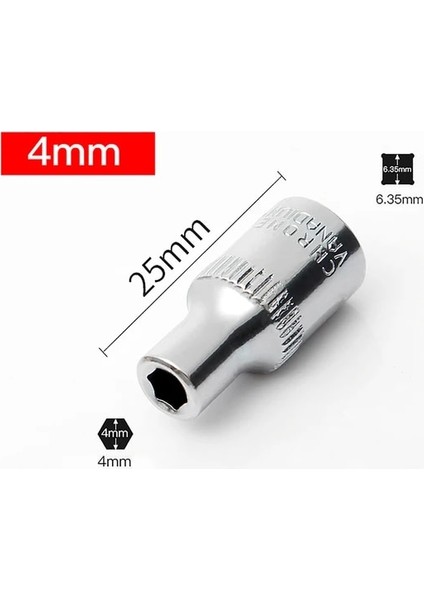BS09-4MM-2.5CM 1/4 Inç 4-14MM Kol Altı Açılı Kol Hex Derin Lokma Anahtar Kafa Kol Cırcır Anahtarı Oto Tamir El Aleti (Yurt Dışından)
