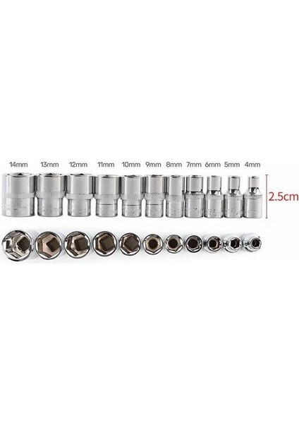 BS09-4MM-2.5CM 1/4 Inç 4-14MM Kol Altı Açılı Kol Hex Derin Lokma Anahtar Kafa Kol Cırcır Anahtarı Oto Tamir El Aleti (Yurt Dışından)