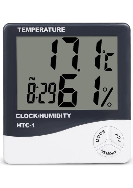 Htc-1 Kapalı Oda LCD Elektronik Sıcaklık Nem Ölçer Dijital Termometre Higrometre Hava Istasyonu Çalar Saat Htc-1 (Yurt Dışından)