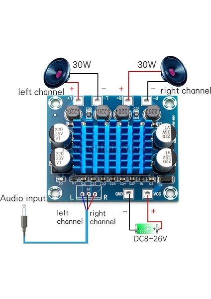 A232 Terminali ile TPA3110 XH-A232 30W+30W 2.0 Kanal Dijital Stereo Ses Güç Amplifikatörü Kartı Dc 8-26V 3A (Yurt Dışından) fırsatları