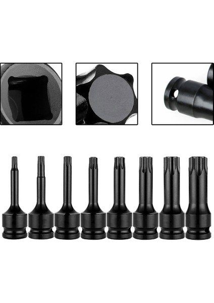 T35 Soket Adaptörü Evrensel Adaptif Anahtar Adaptör Soketi 1/2 Hex Torx Tornavida Bit Darbeli Sürücü Adaptör Kafası T20-T100 (Yurt Dışından)