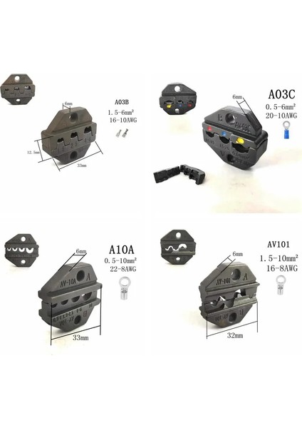 AV103 Kalıp Setleri FSE/HS-A03B/A03C/AV10A/AV101/A10/A16WF/AV103 Sıkma Pensesi Çeneleri Makine Modülleri Fiş Yayı Sıkma Kapağı Terminalleri (Yurt Dışından) modelleri