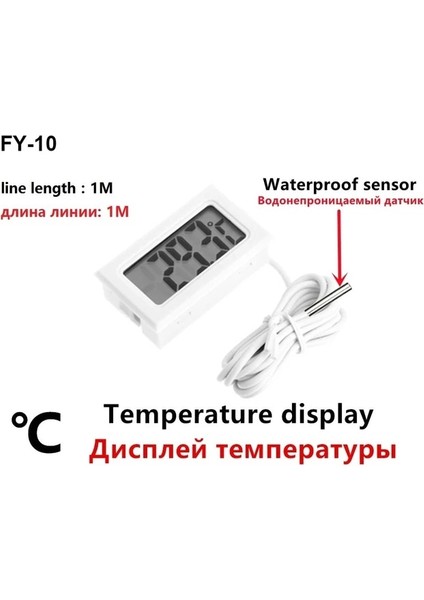 Fy-10 Beyaz Mini Dijital LCD Kapalı Sıcaklık Nem Sensörü Nem Ölçer Termometre Higrometre Ölçer Balık Tankı Araba Aksesuarları (Yurt Dışından)
